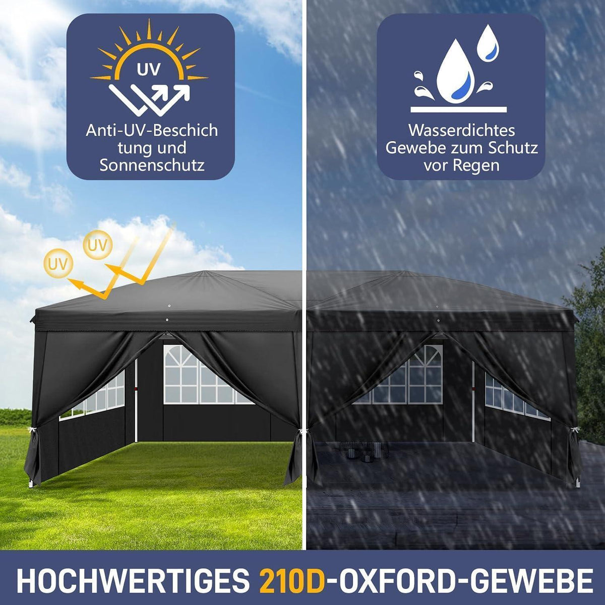Faltpavillon 3x6m – Wasserdicht & Winterfest für Garten & Party