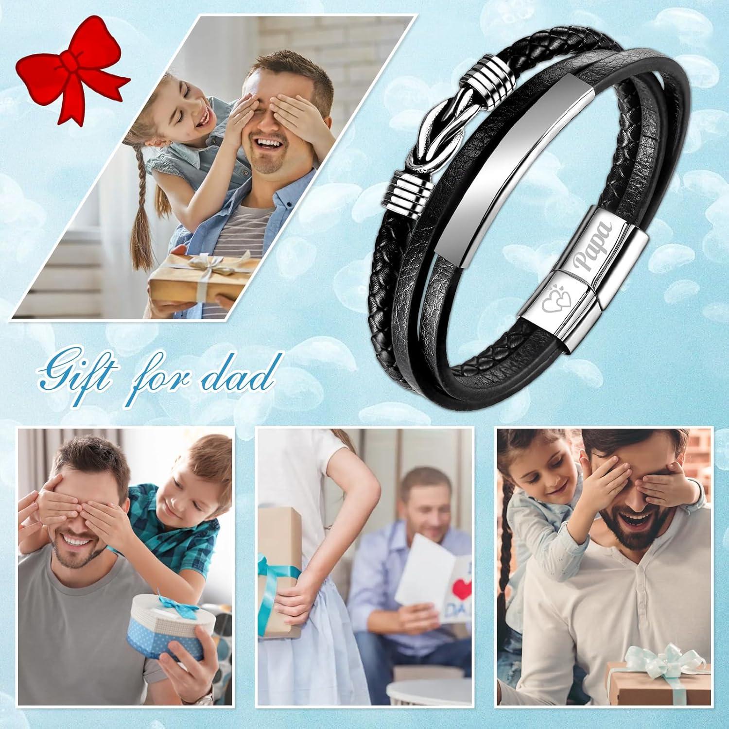 Personalisiertes Lederarmband Vater Geschenk Gravur Vatertag Männer Schmuck