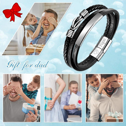 Personalisiertes Lederarmband Vater Geschenk Gravur Vatertag Männer Schmuck