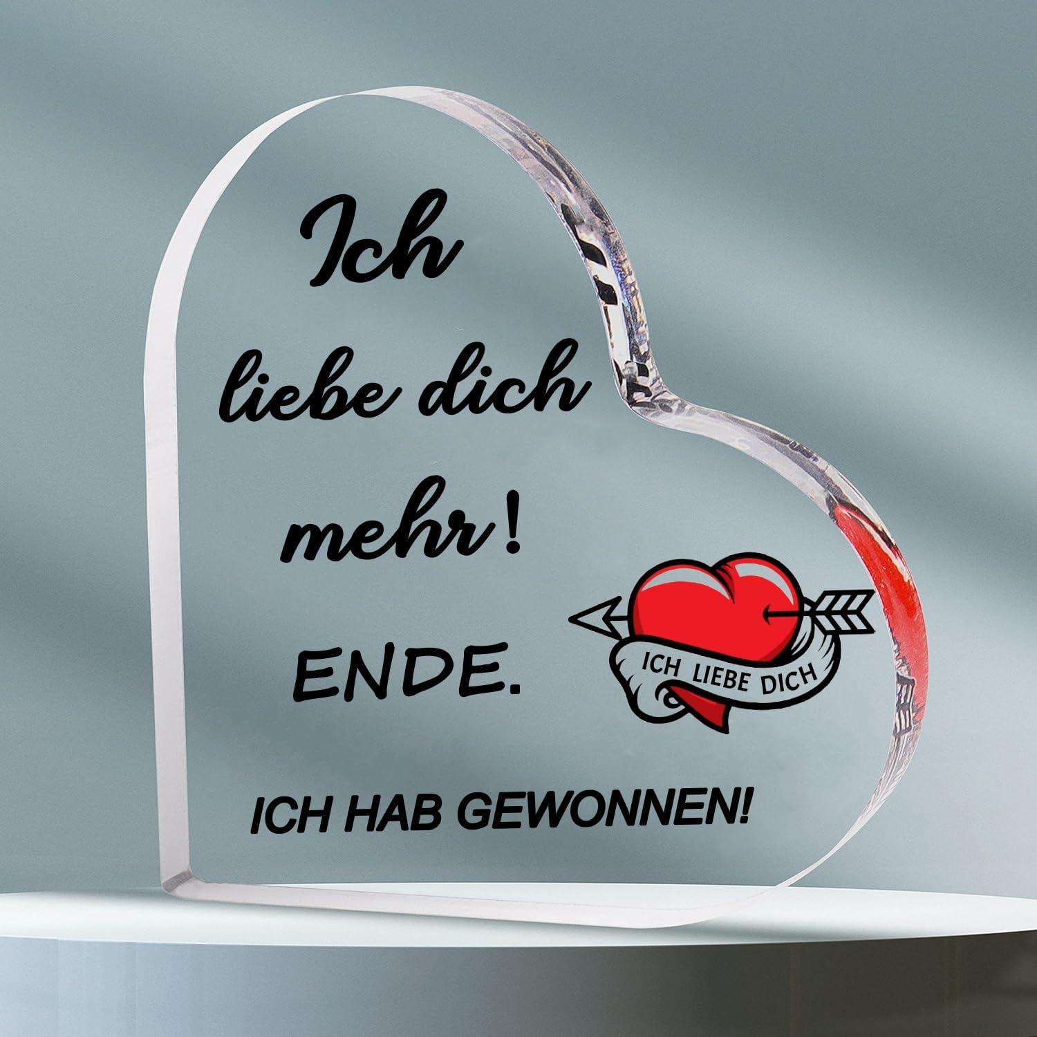 Liebes Plakette Herzform Acryl Block Gravur Geschenk für Paare