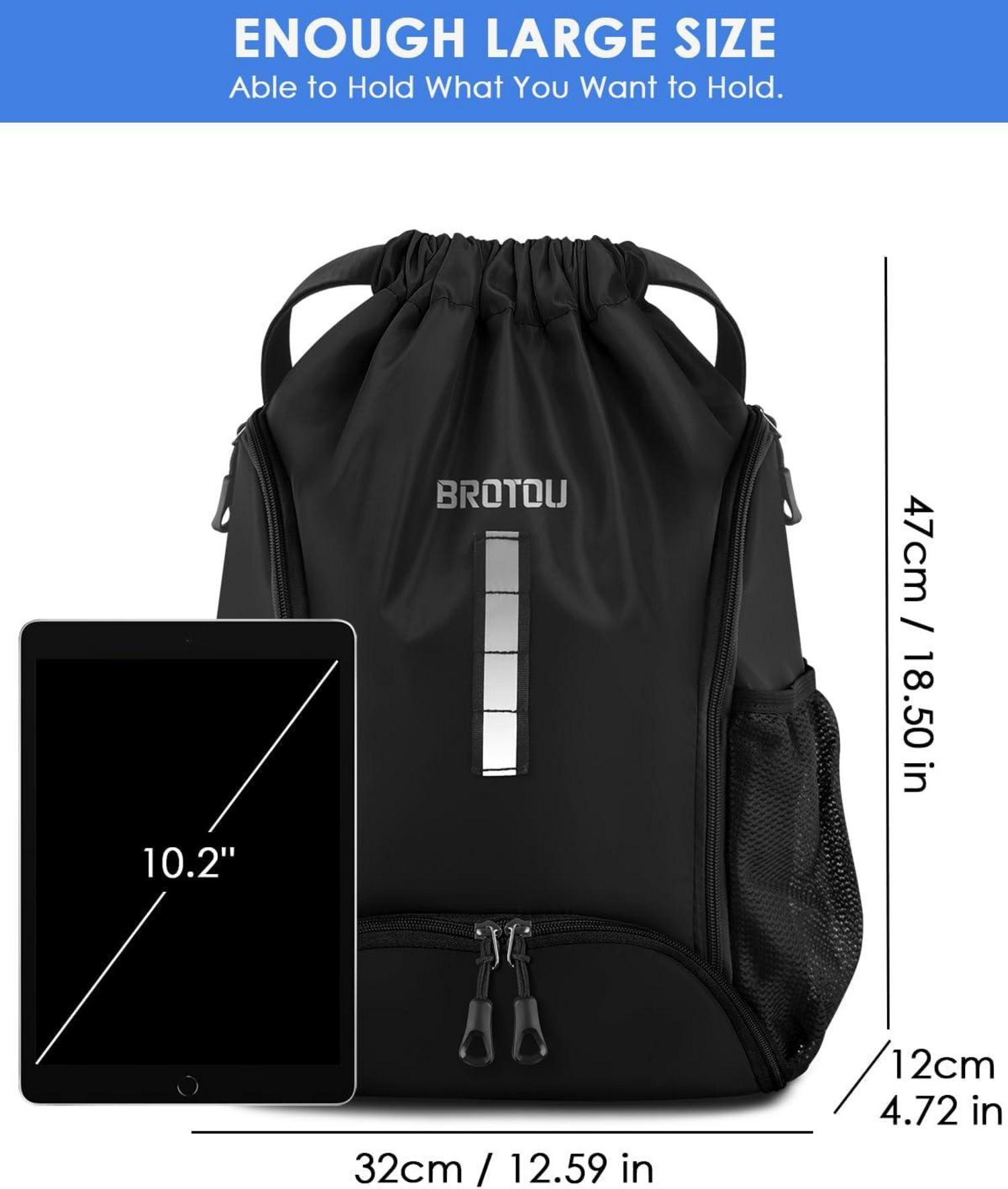 Sportbeutel Turnbeutel Fußball Rucksack Kordelzug mit Schuhfach Gym Tasche