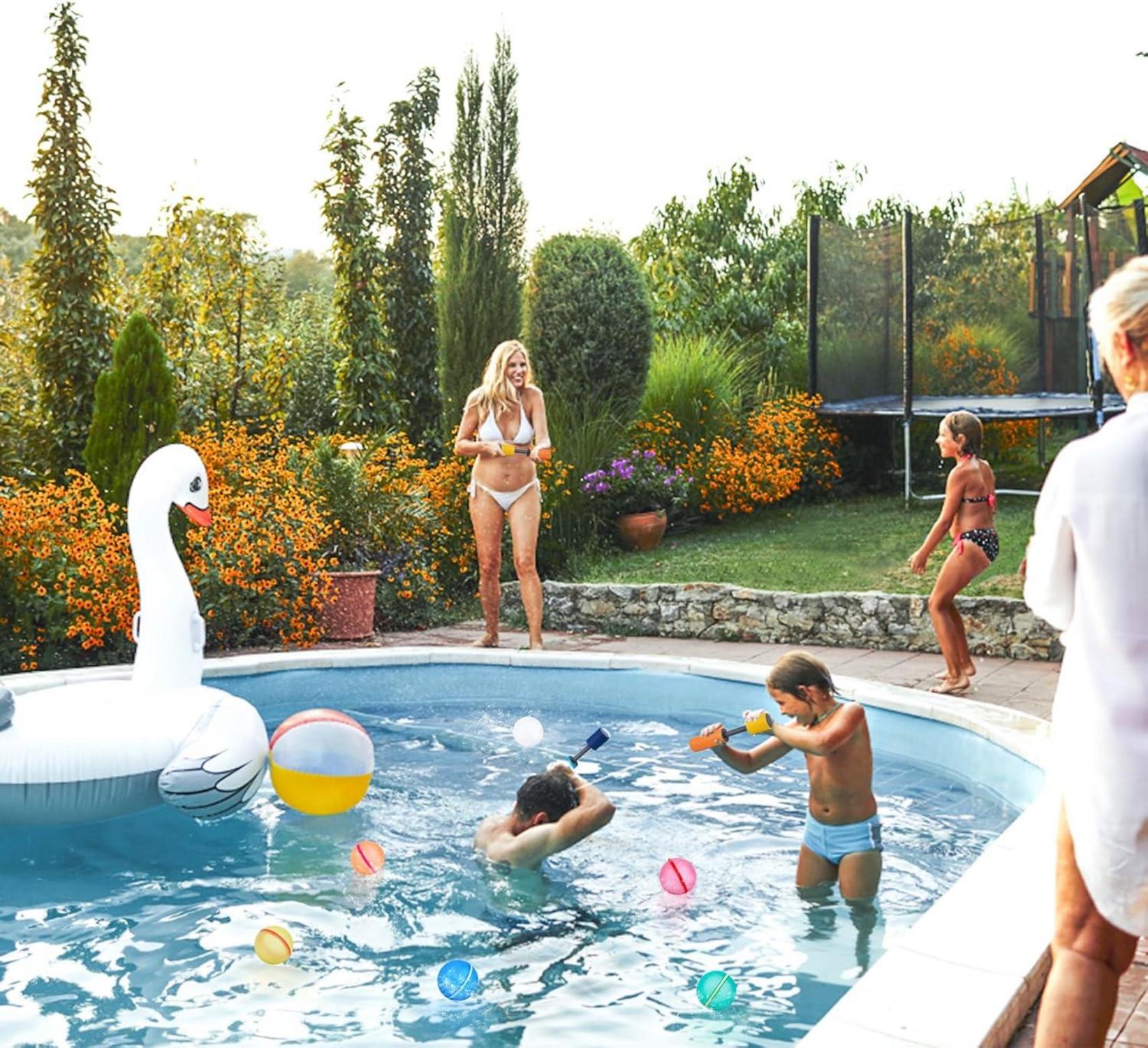 Wasserbomben 6er Set Wiederverwendbar mit Wasserpistole Schaumstoff