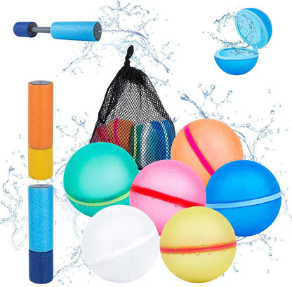 6 Wiederverwendbare Wasserbomben & 2 Wasserpistolen für