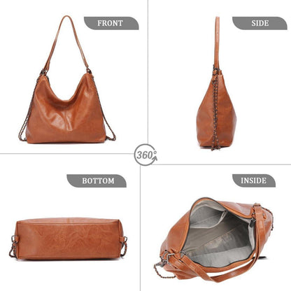 Eleganter PU Lederrucksack Damen 2in1 Hobo Handtasche Rosa