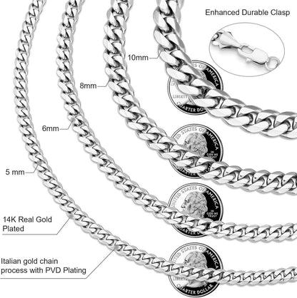 KRKC&CO Herren Panzerkette 5mm Edelstahl Cuban Link Chain Gold Vergoldet 45,7cm