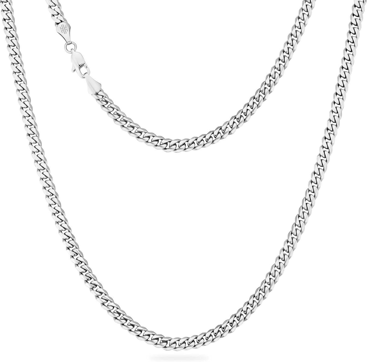 Edelstahl Cuban Link Chain 5mm Silberkette Geschenk 55.9cm