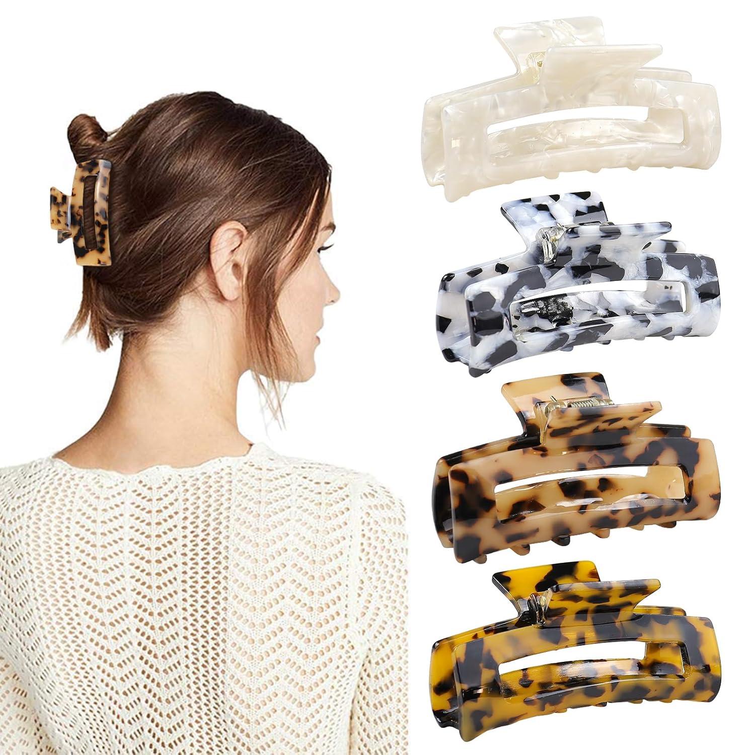 Haarklammer Set Rutschfeste Damen Haarspangen Zelluloid Leopard