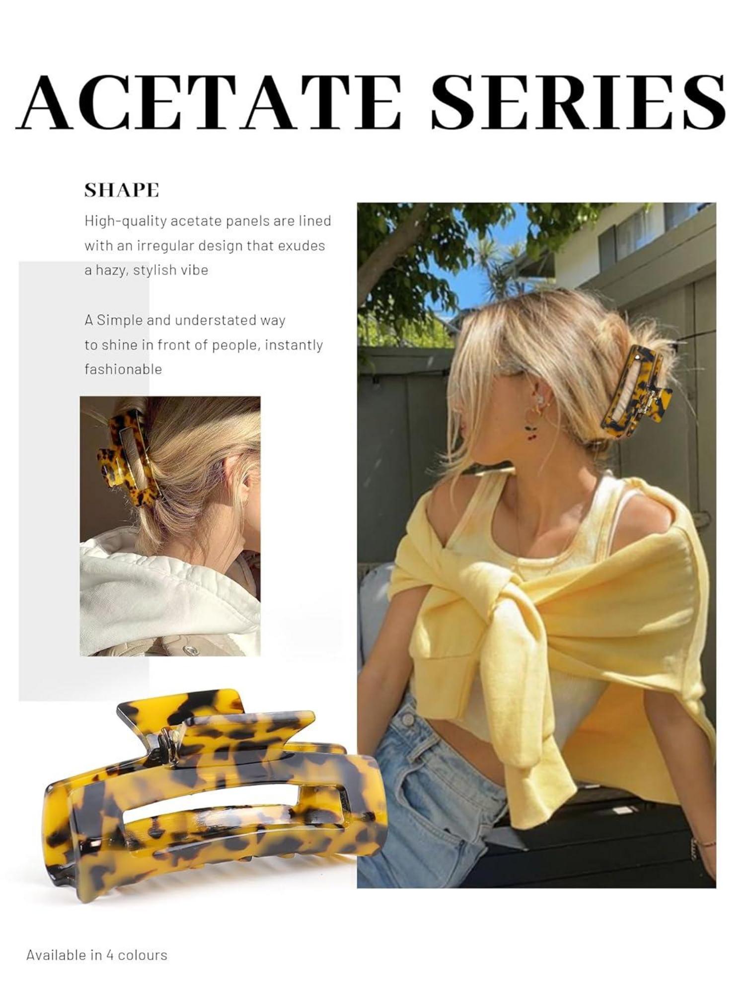 Große Haarklammern Set für Damen und Mädchen Leopard Acetat Haarclip