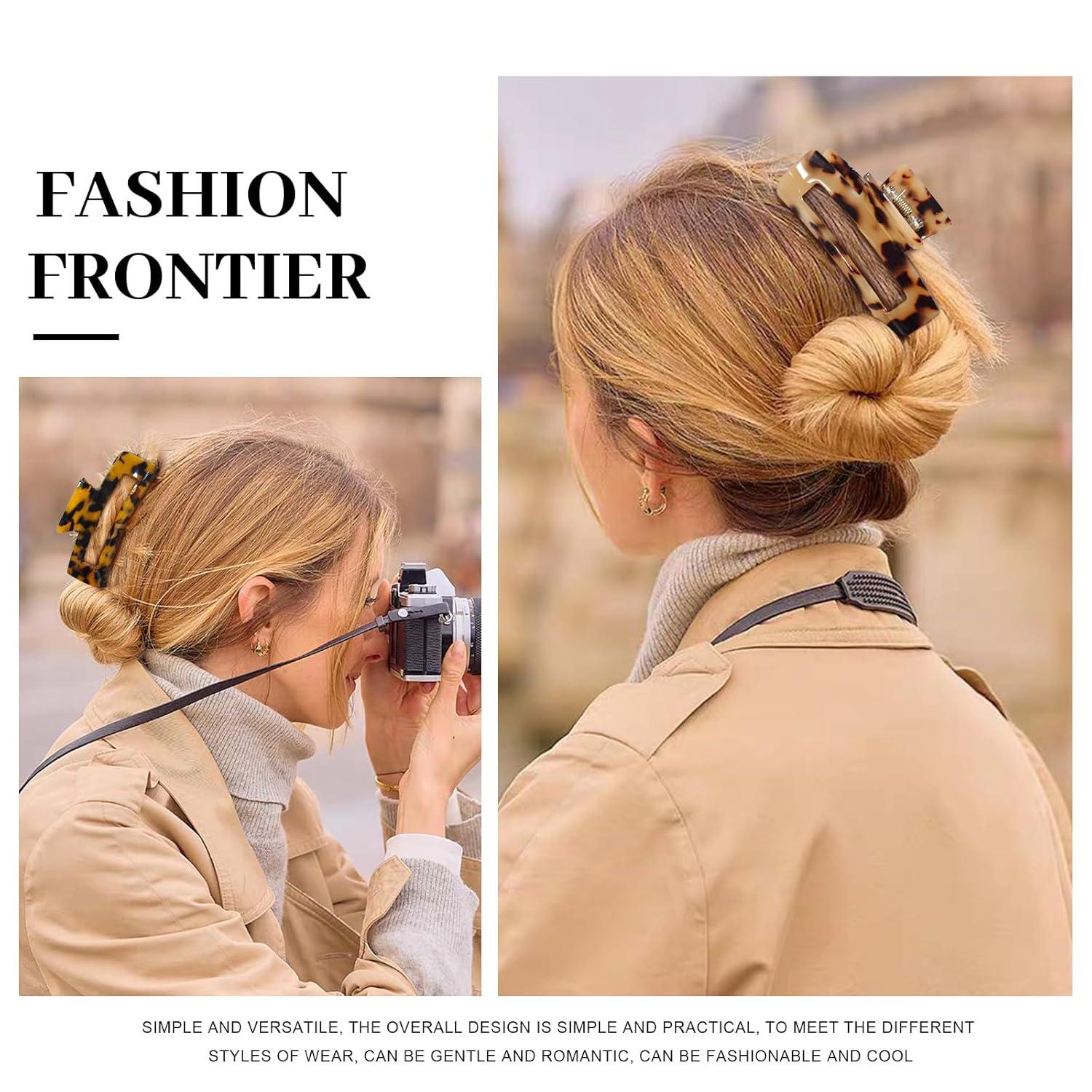 Haarklammern Set Haarklammer Damen 4 Stück Groß Leopardenmuster