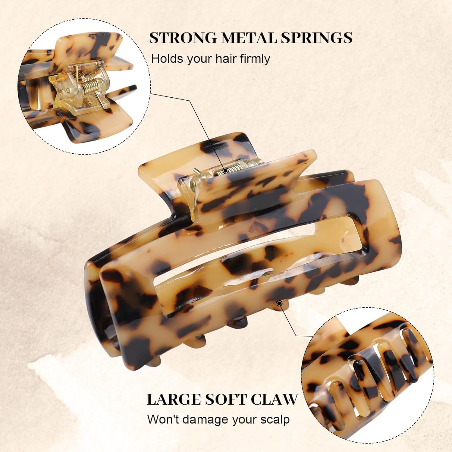Haarklammern Set Haarklammer Damen 4 Stück Groß Leopardenmuster