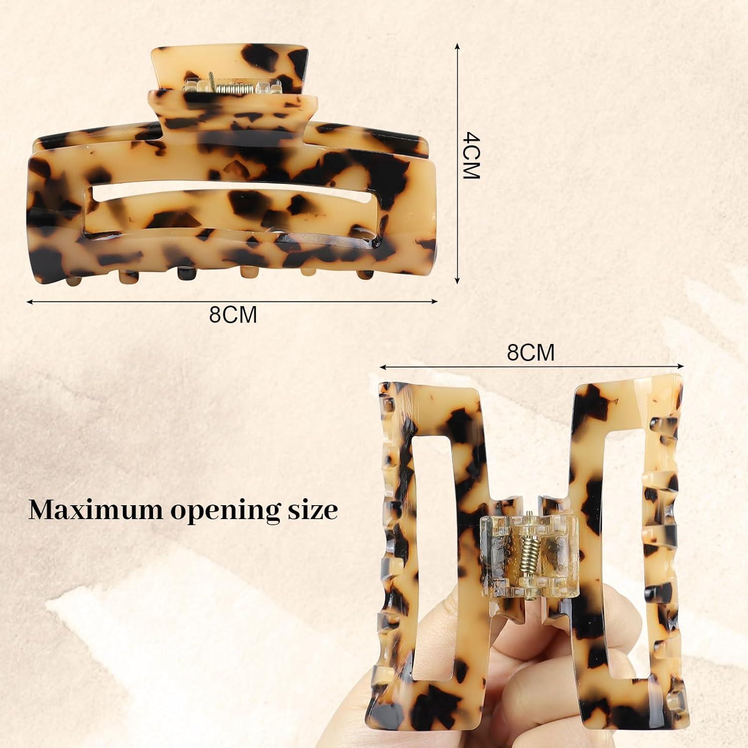 Große Haarklammern Set für Damen und Mädchen Leopard Acetat Haarclip