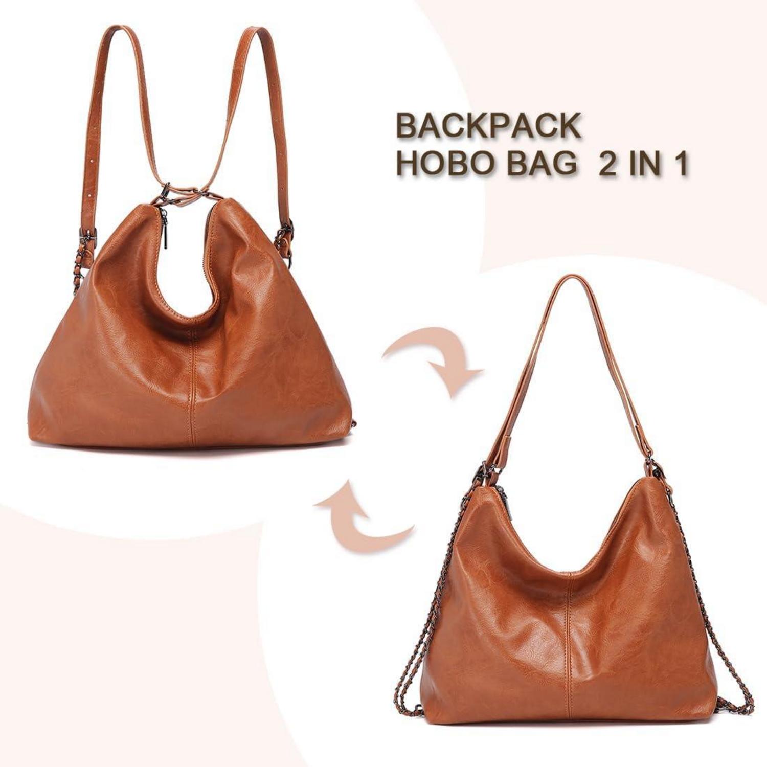 Pahajim Damen Rucksack PU Lederrucksack Handtasche