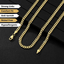 Edelstahl Panzerkette 5mm Diamantschliff 14K Gold Cuban Link