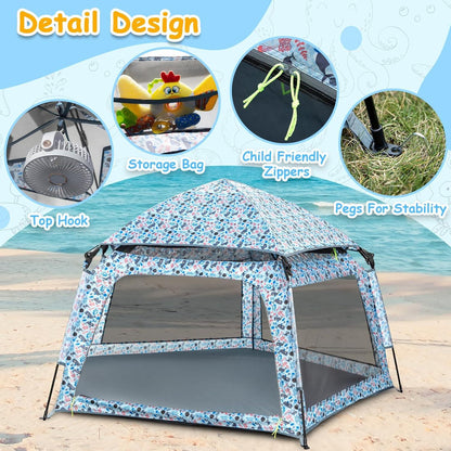 Funsland Automatisches Kinder-Spielzelt 2-3 Personen Strandmuschel Pop Up Indoor&Outdoor