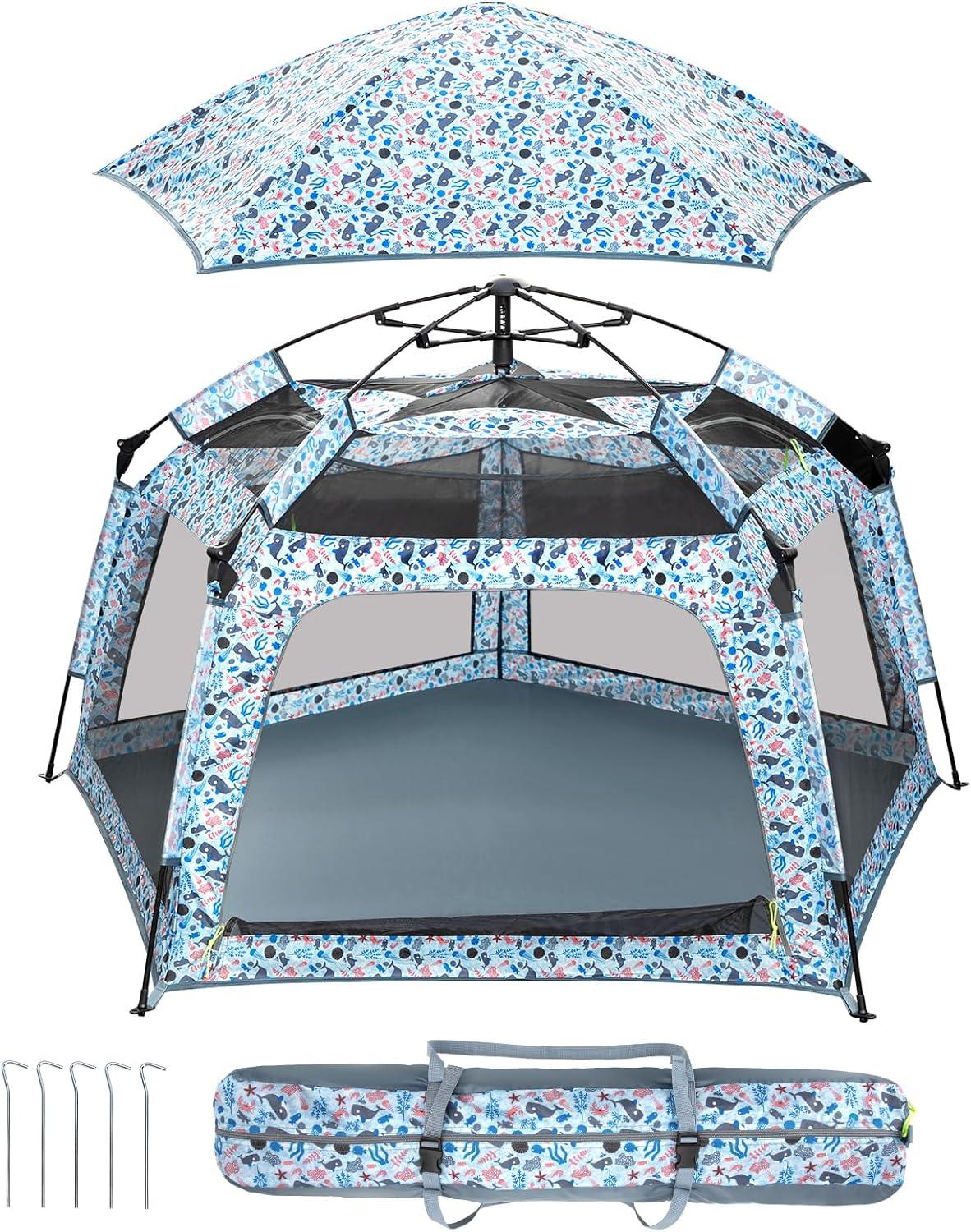 Funsland Automatisches Kinder-Spielzelt 2-3 Personen Strandmuschel Pop Up Indoor&Outdoor