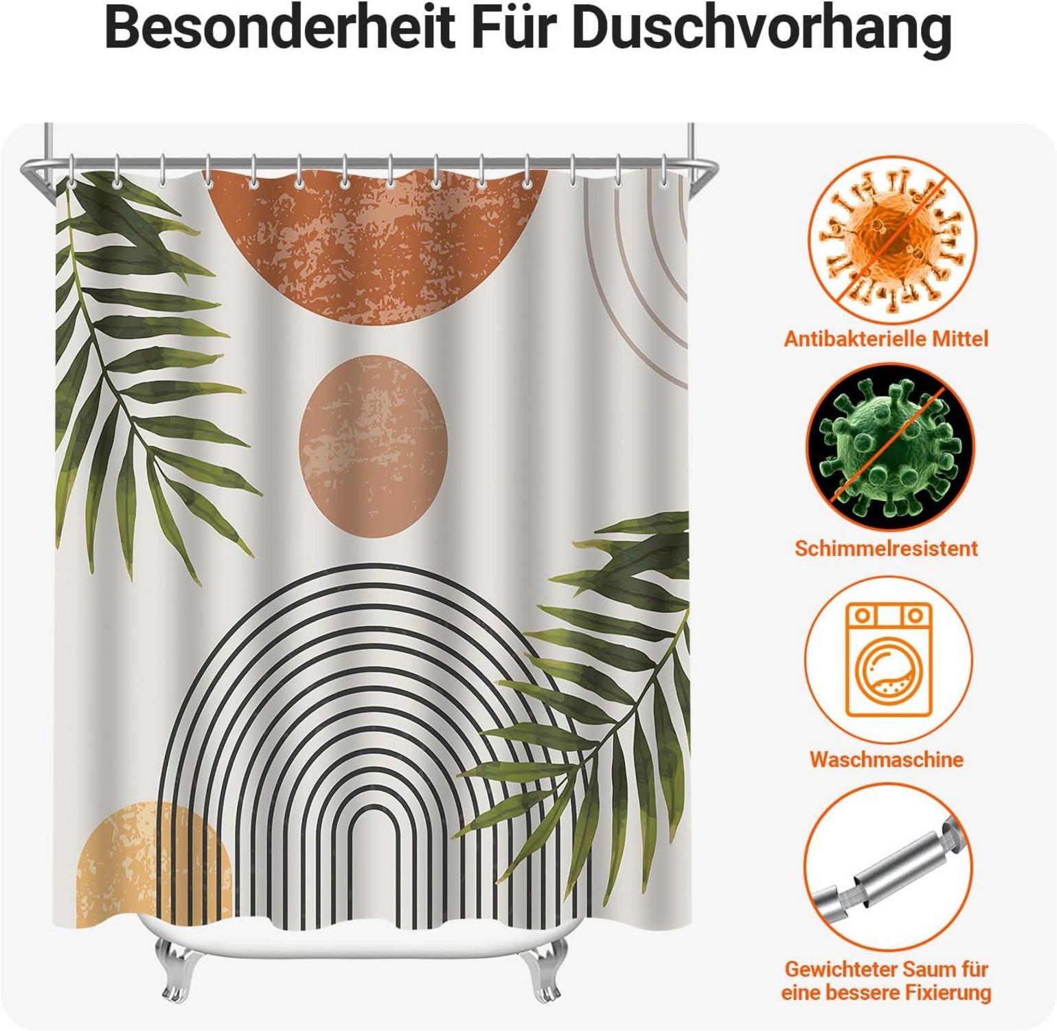 Duschvorhang Blätter Linie 120x200cm wasserabweisend Textil Ösen Badezimmer