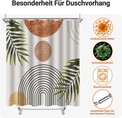 Duschvorhang Blätter Linie 120x200cm wasserabweisend Textil Ösen Badezimmer