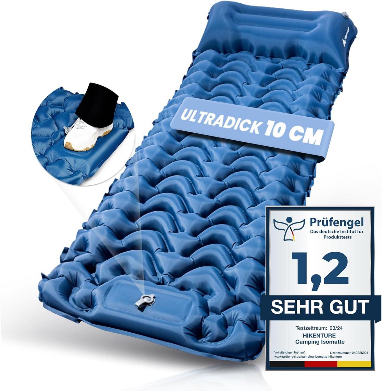 Isomatte Selbstaufblasend 10cm Camping Schlafmatte Fußpumpe Outdoor