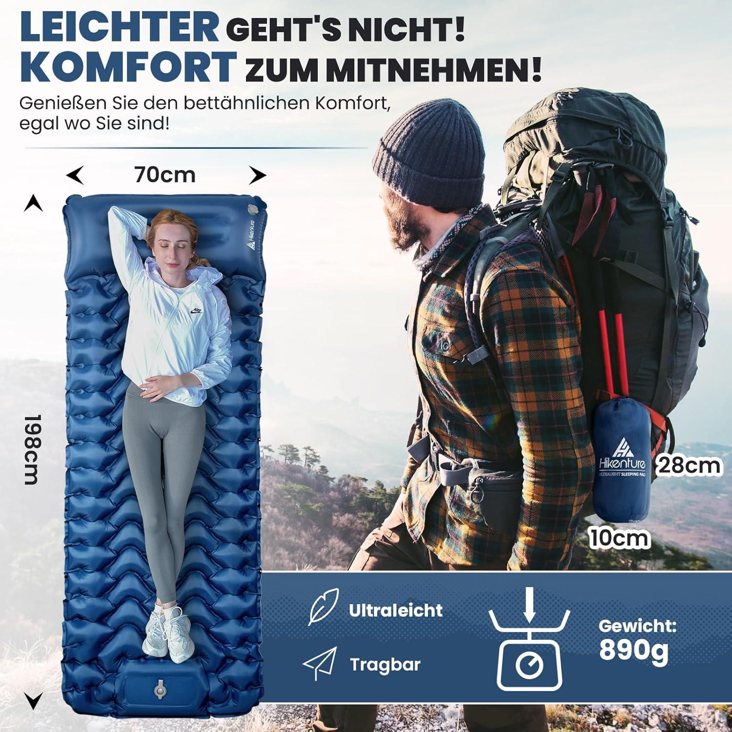 Isomatte Selbstaufblasend 10cm hoch Camping Schlafmatte