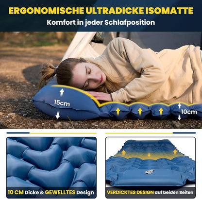 Isomatte Selbstaufblasend Camping Schlafmatte Outdoor 10cm hoch