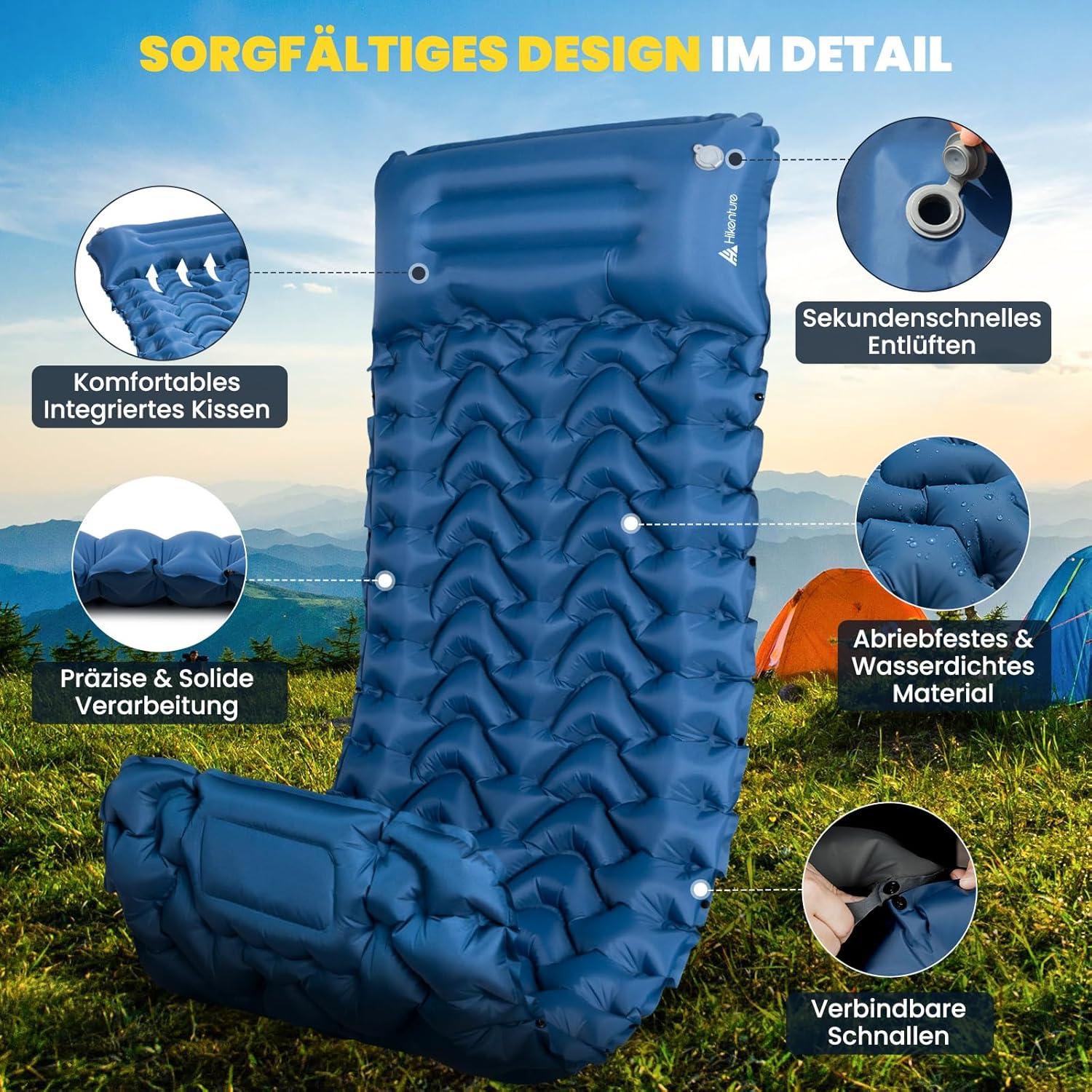 Selbstaufblasende Isomatte 10cm hoch für Camping & Outdoor