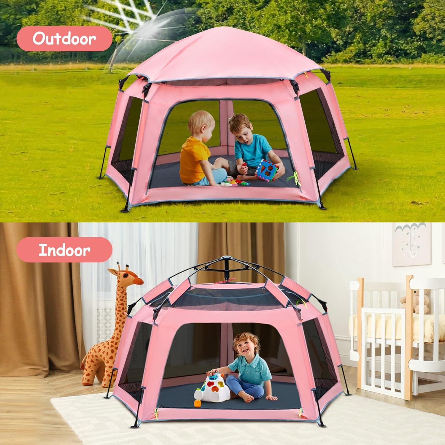 Funsland Kinder Pop Up Spielzelt Strandmuschel Mädchen 3-4 Personen Auto Campingzelt