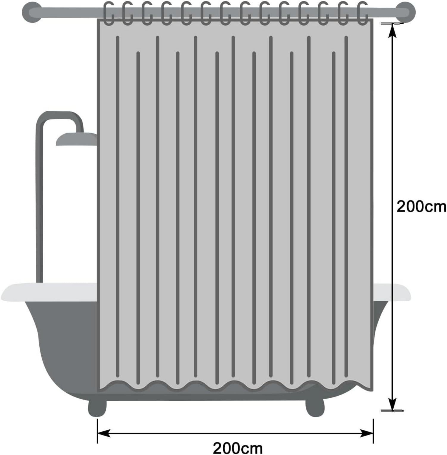 Duschvorhang Extra Groß 200x200 Grau Wasserdicht Anti-Schimmel Antibakteriell