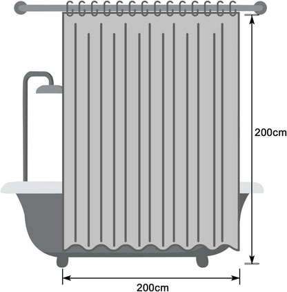 Duschvorhang Extra Groß 200x200 Grau Wasserdicht Anti-Schimmel Antibakteriell