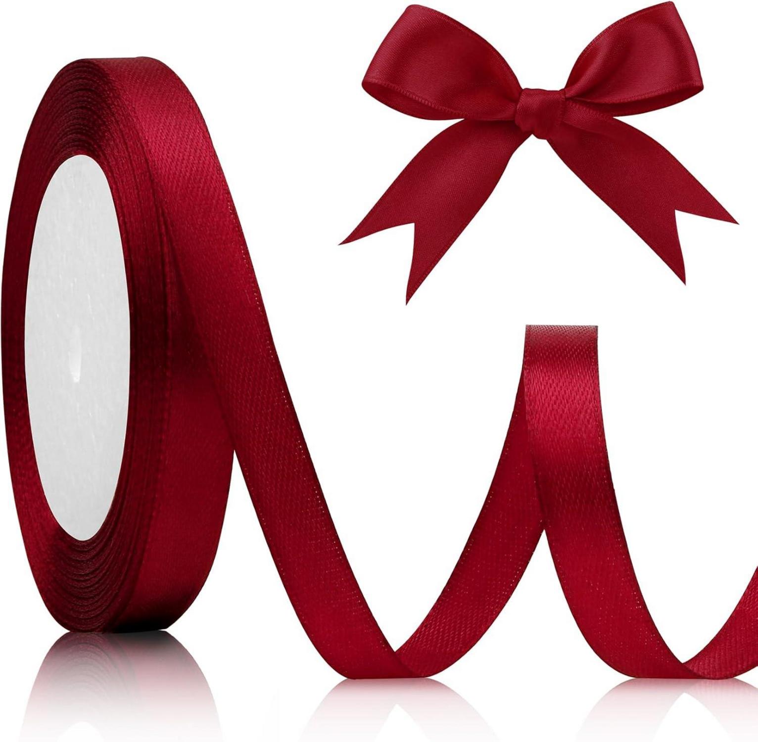 Satinband Rot 10mm 22m Geschenkband Weinrot Weihnachten Hochzeit