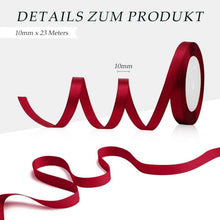 Rotes Geschenkband 10mm x 22m - Satinband für Weihnachten
