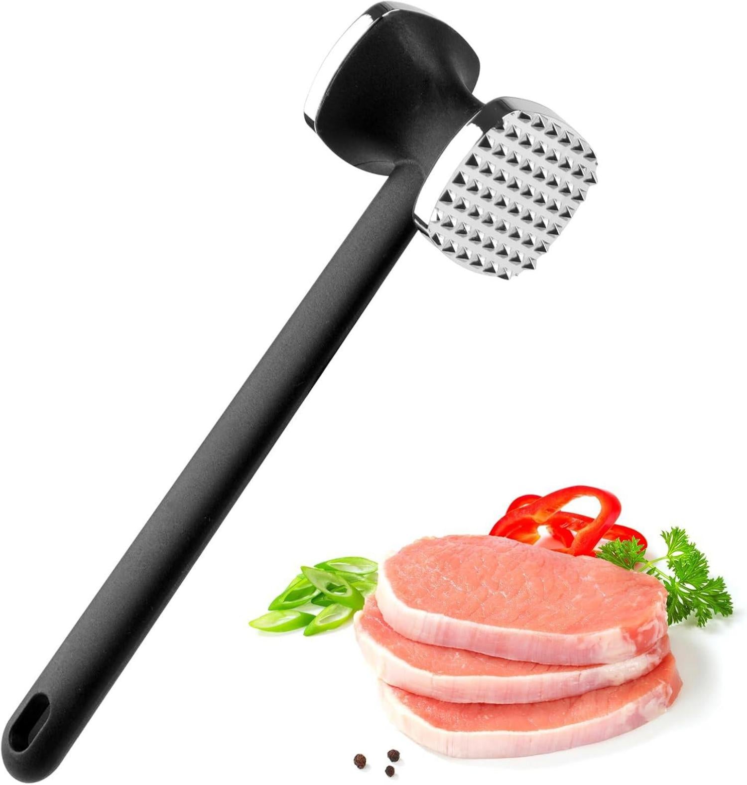 Professioneller 24CM Fleischklopfer Zinklegierung doppelseitig Silber