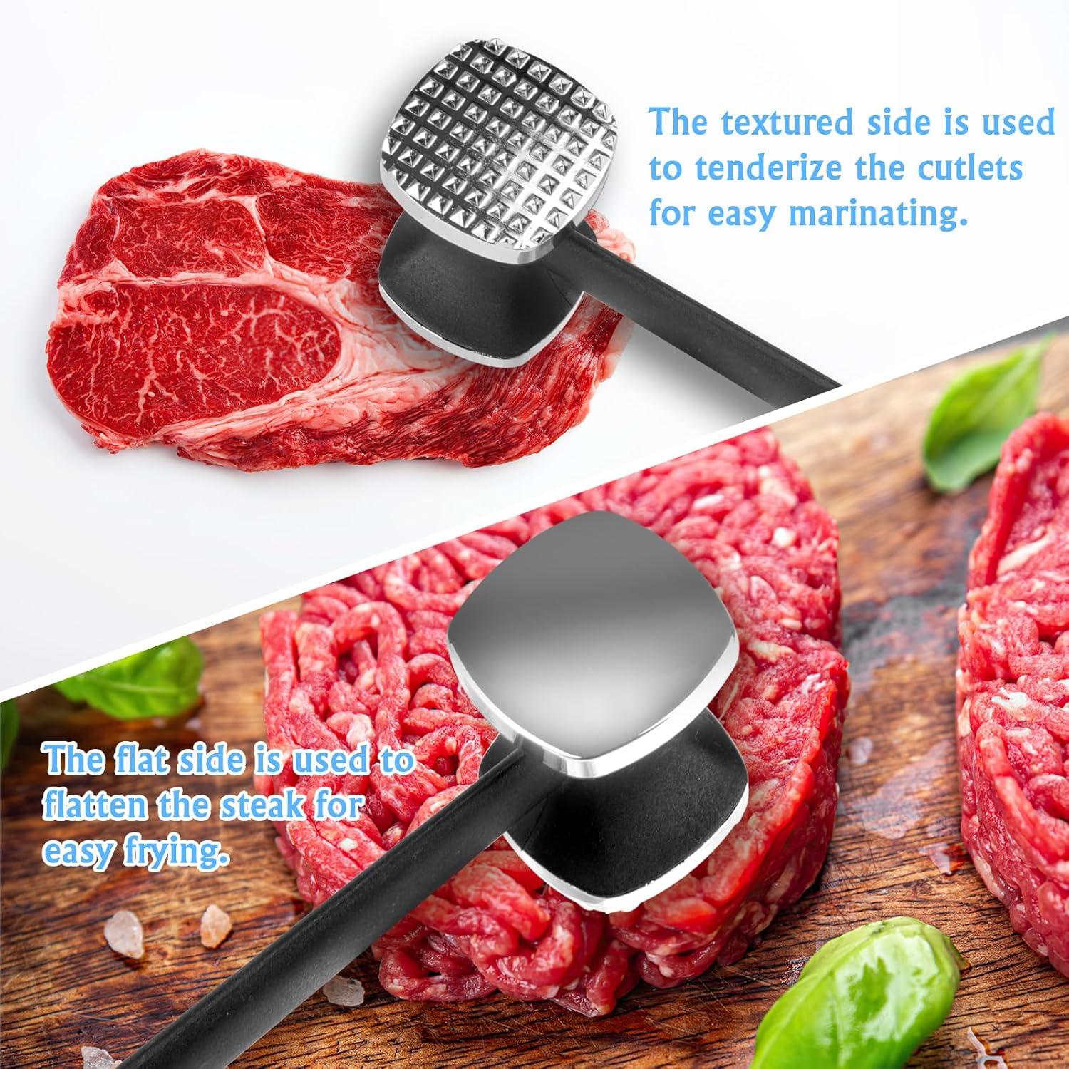 Professioneller 24CM Fleischklopfer Zinklegierung doppelseitig Silber