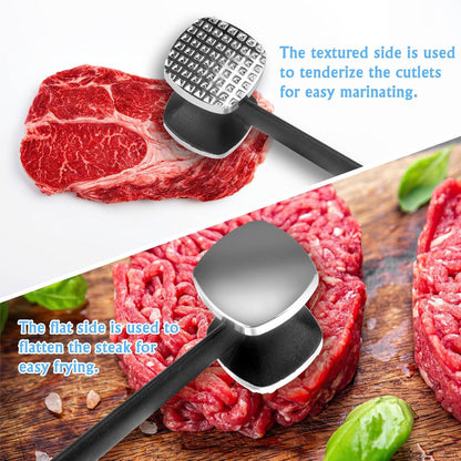 Professioneller 24CM Fleischklopfer Zinklegierung doppelseitig Silber