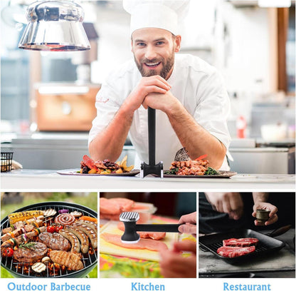 Fleischklopfer 24cm Zinklegierung Doppelseitig Rutschfest Silber