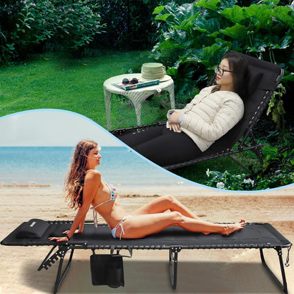 XXL Sonnenliege Schwarz 5-fach verstellbar Gartenliege 200x68CM