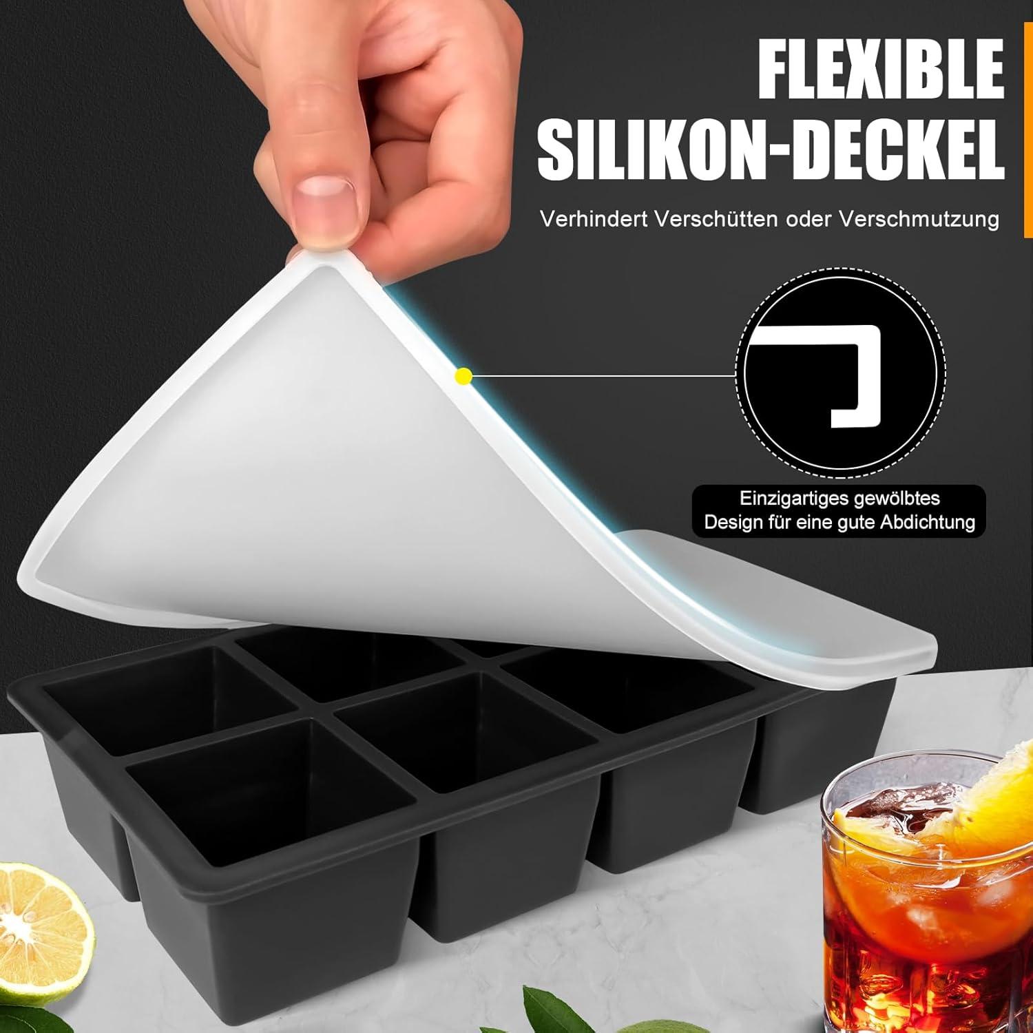 Silikon Eiswürfelform mit Deckel BPA-frei 16-fach - Schwarz