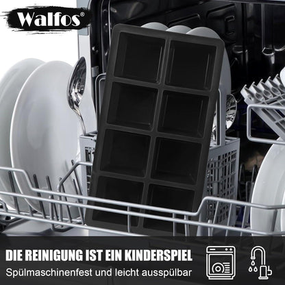 Große Silikon Eiswürfelformen mit Deckel, BPA-frei, 2er Pack