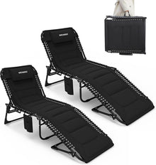 Sonnenliege Klappbar Verstellbarer Rückenlehne Outdoor Schwarz