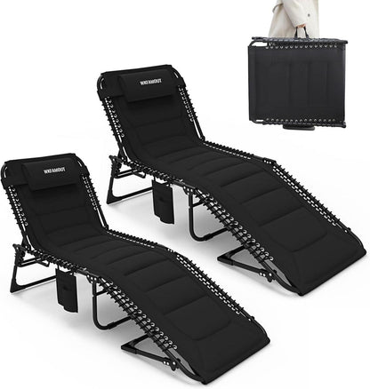 Sonnenliege Klappbar Verstellbarer Rückenlehne Outdoor Schwarz