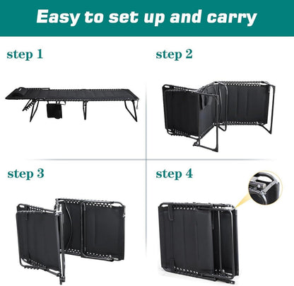 WKFAMOUT 2er Set Klappbare Sonnenliege Gartenliege Outdoor Strandliege Schwarz