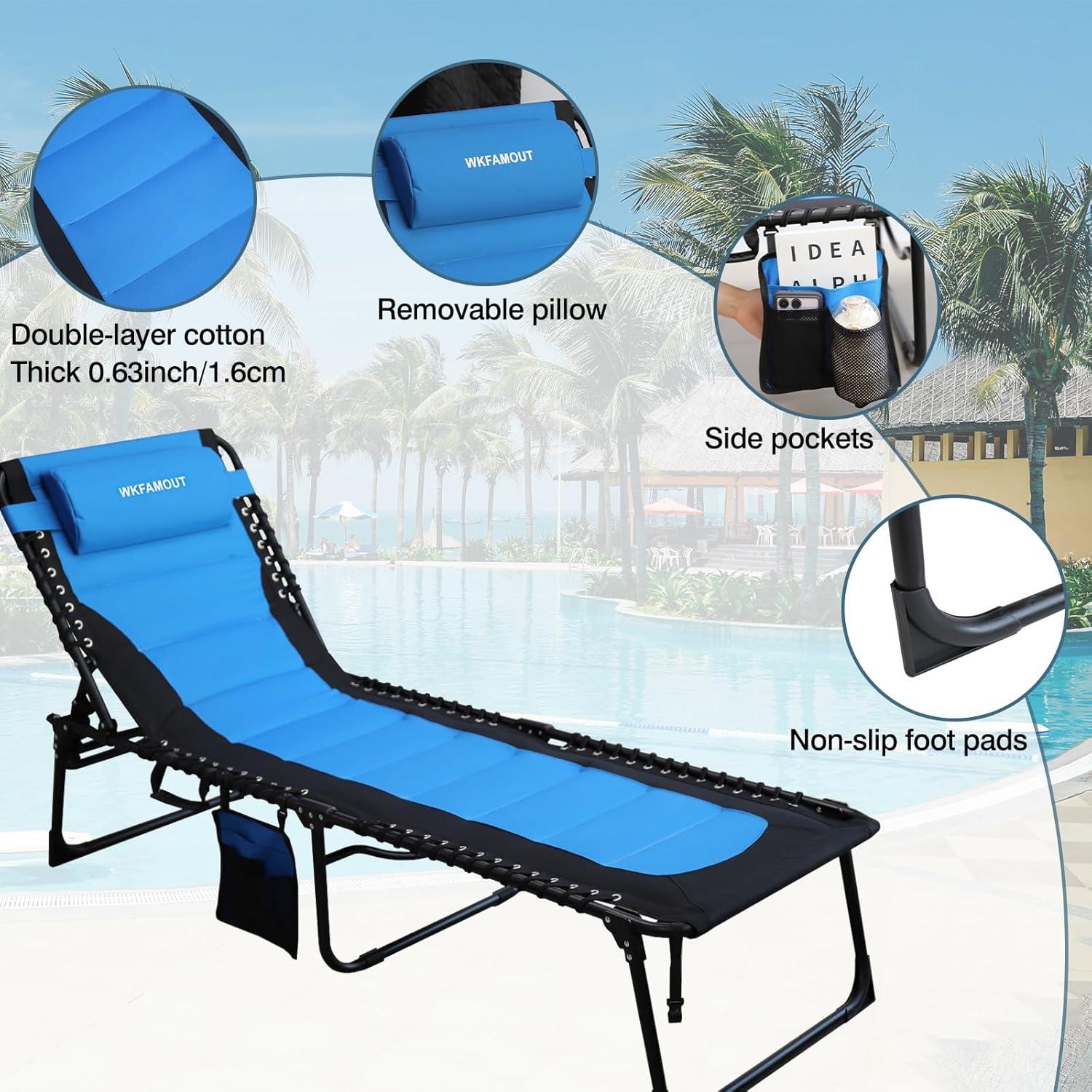 XXL Sonnenliege Klappbar Verstellbar Rückenlehne Campingbett 200x68CM Blau