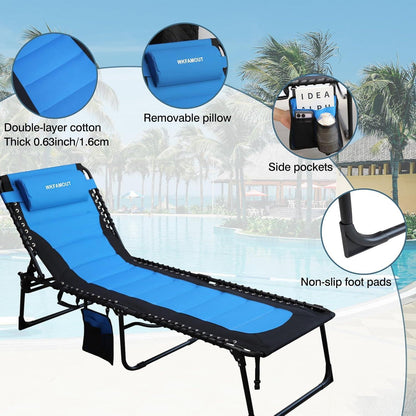 XXL Sonnenliege Klappbar Verstellbar Rückenlehne Campingbett 200x68CM Blau
