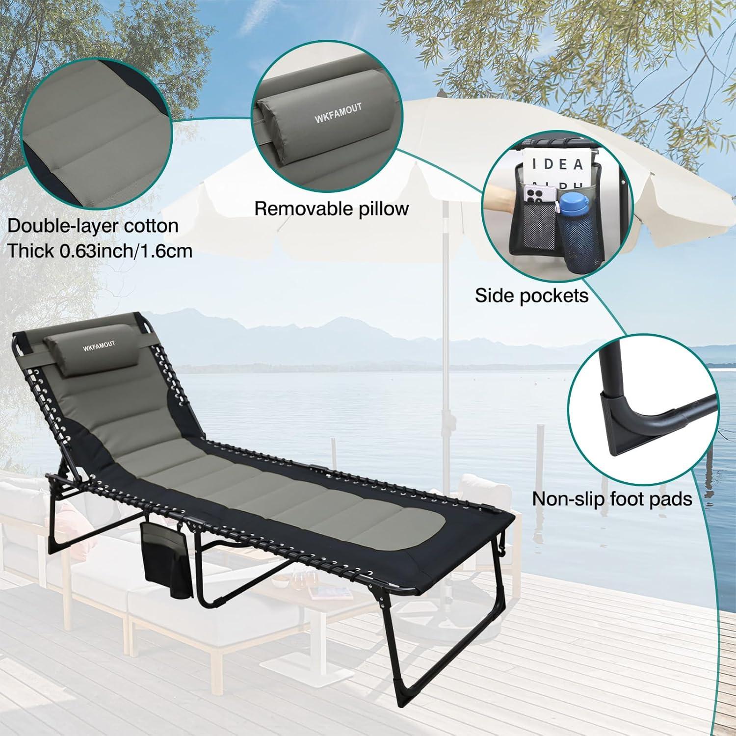 Sonnenliege Klappbar Verstellbar Gartenliege Faltbar Campingbett 190x59CM