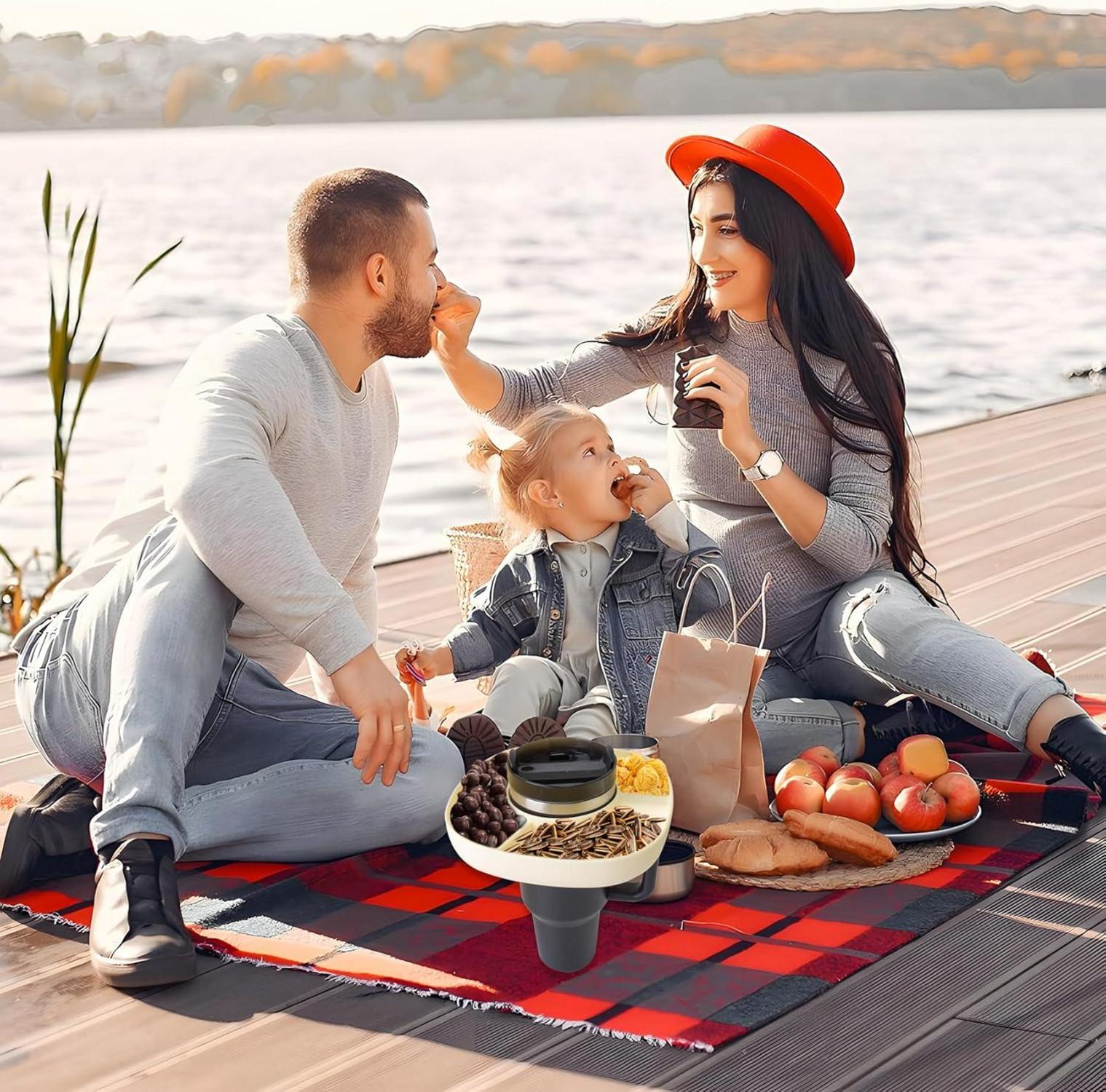 Snackschale für Stanley Tumbler wiederverwendbar Süßigkeiten Nüsse 3 Fächer