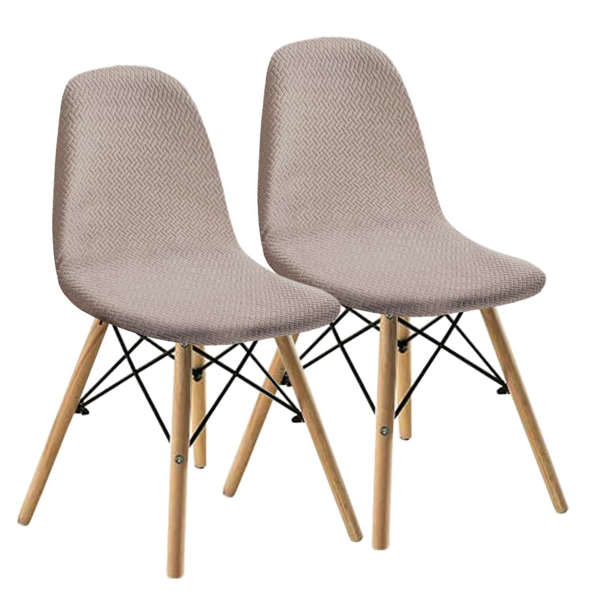 Elastische Stuhlbezüge 2er-Set Jacquard Modern Sandfarben