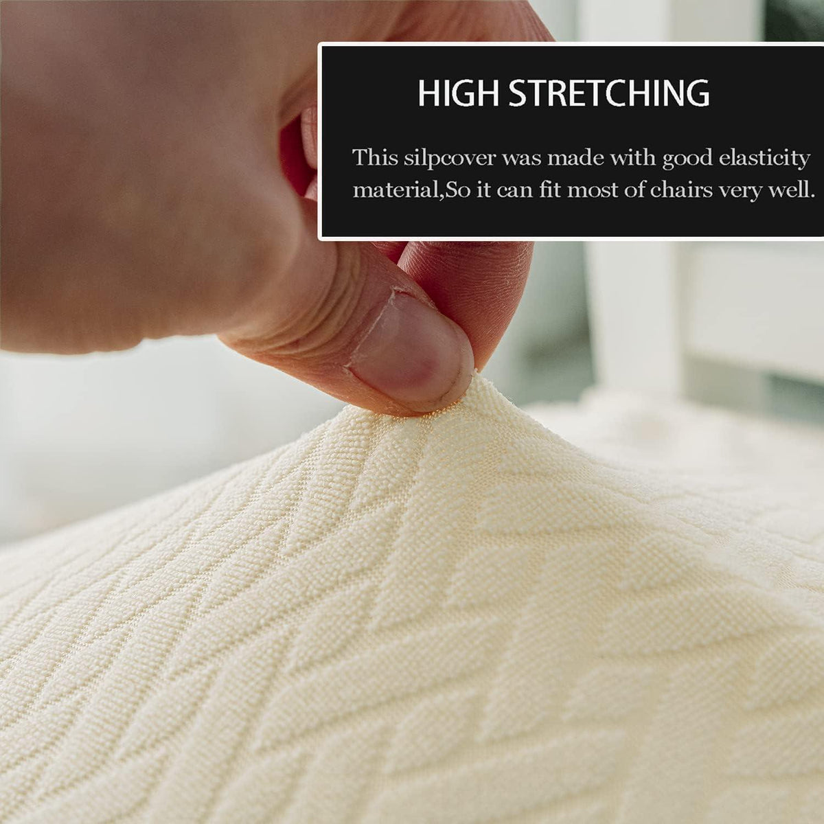 Elastische Stuhlbezüge 6er-Set Jacquard Beige – Modern & Waschbar