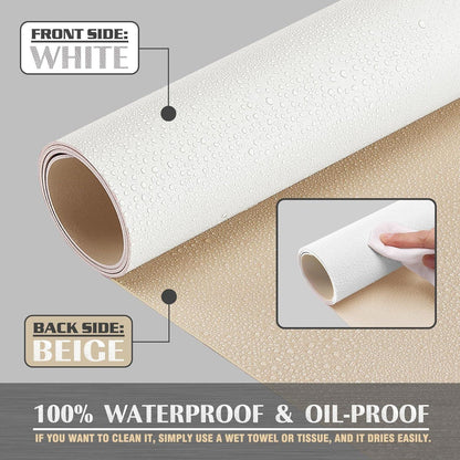Knodel Tischunterlage PVC Laptop Schreibunterlage doppelseitig Weiß Beige 43cm x 120cm
