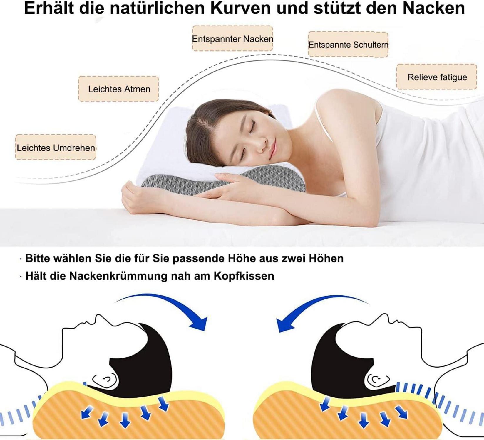 Orthopädisches Memory Foam Nackenkissen mit Bambus Bezug