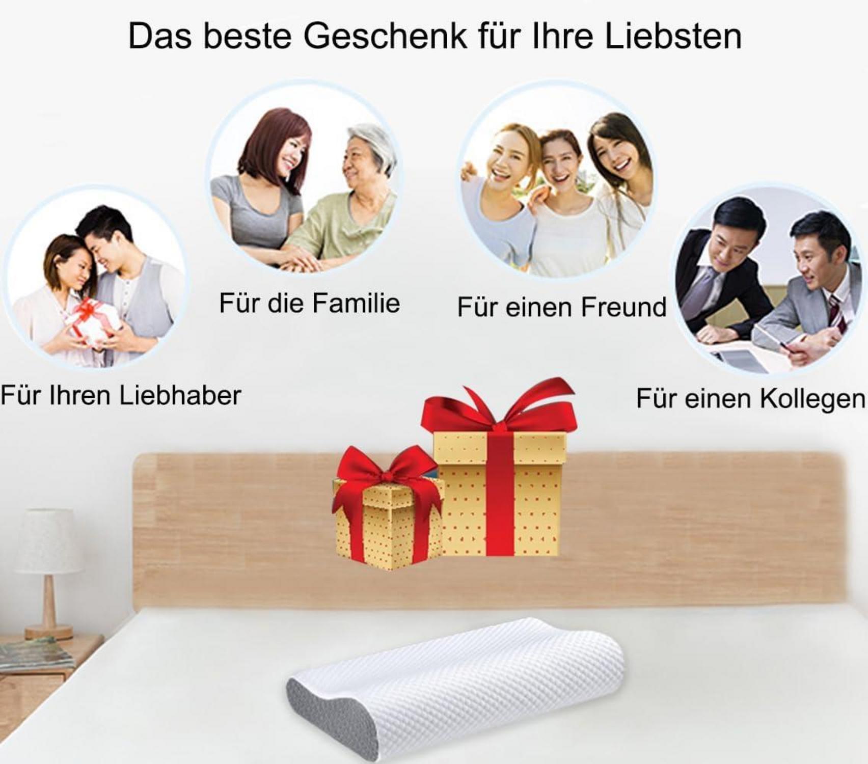 Orthopädisches Memory Foam Kopfkissen für Seiten- und Rückenschläfer mit Bambus Bezug