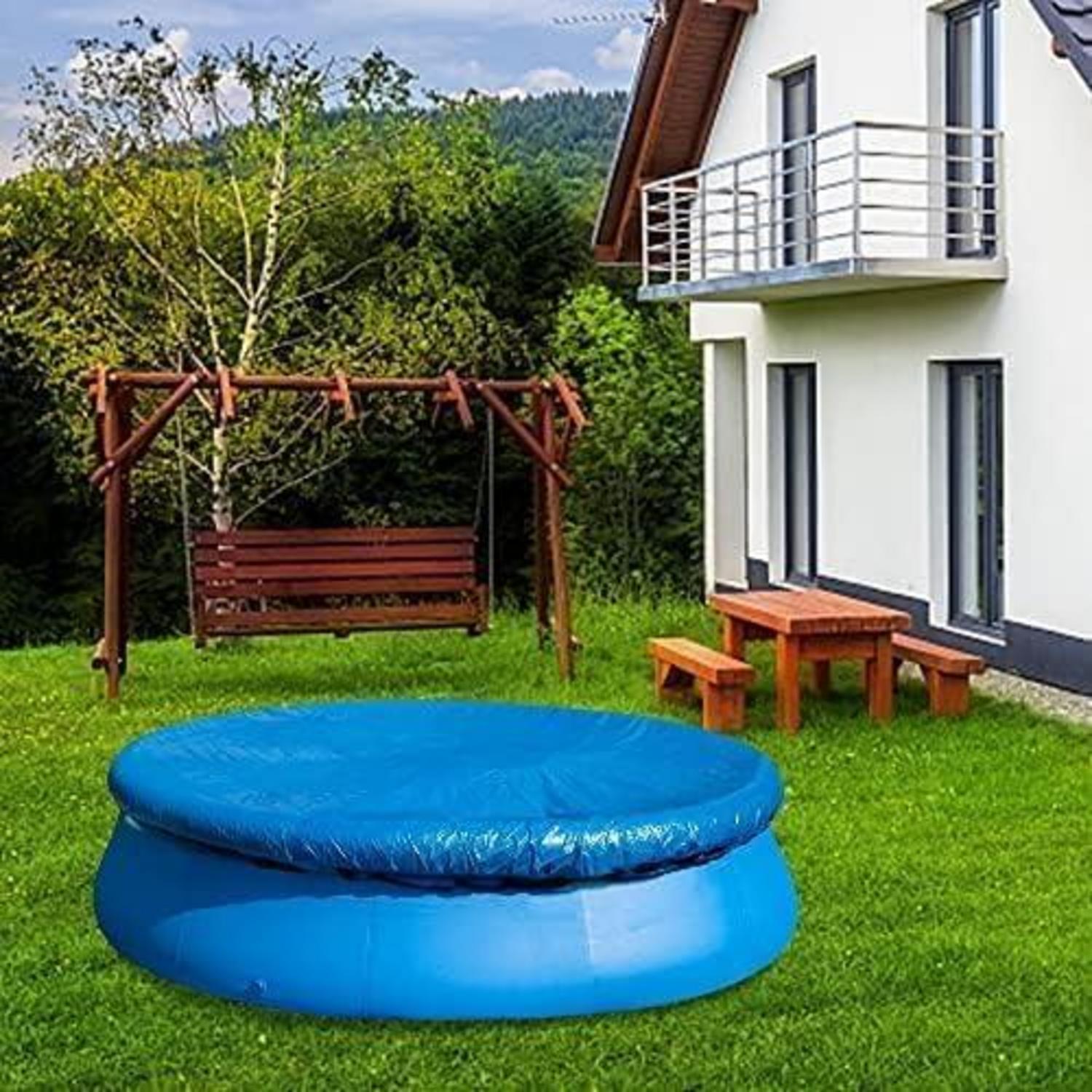 366CM Runde Pool Abdeckplane - Blau, Winddicht, Regenfest, Staubdicht